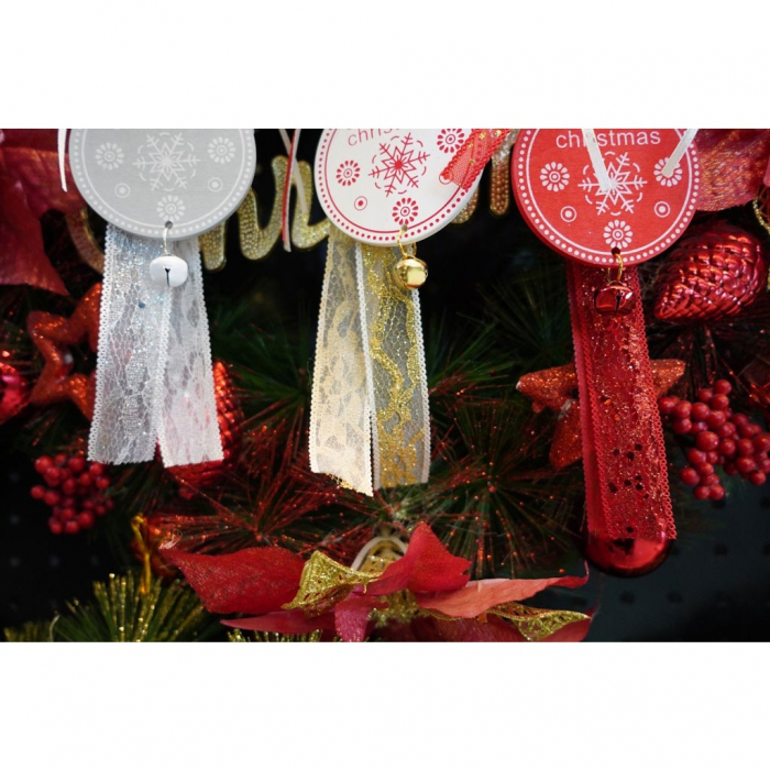 Ornament de brad medalion, Flippy, rosu, lemn, 25 cm [7]