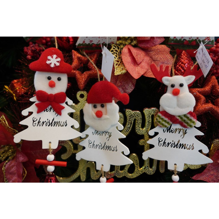 Ornament de brad mos craciun, Flippy, alb, lemn, 20 cm [5]