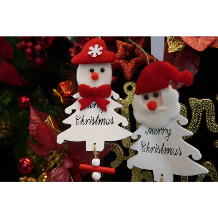 Ornament de brad mos craciun, Flippy, alb, lemn, 20 cm [7]