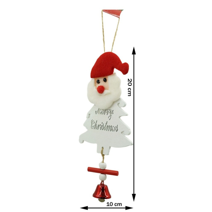 Ornament de brad mos craciun, Flippy, alb, lemn, 20 cm [3]