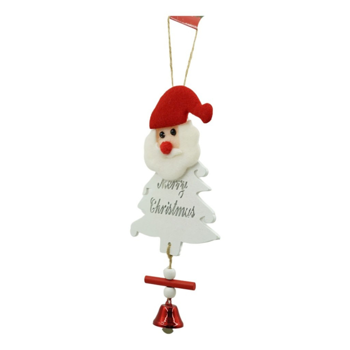 Ornament de brad mos craciun, Flippy, alb, lemn, 20 cm [2]
