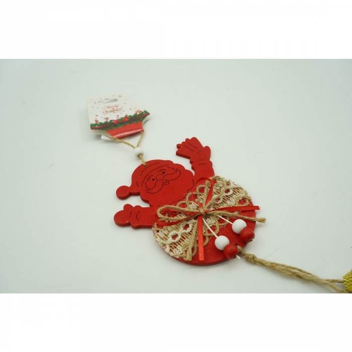 Ornament de brad Mos Craciun, Flippy, rosu, lemn/textil, 36 cm [5]