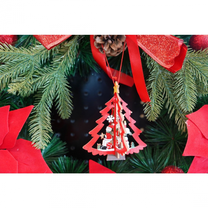 Ornament de brad mos craciuni in brad, Flippy, multicolor, lemn, 10.5x9.5 cm [3]