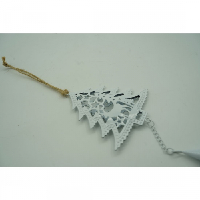 Ornament de brad pom de craciun, Flippy, alb, metal, 20 cm [5]