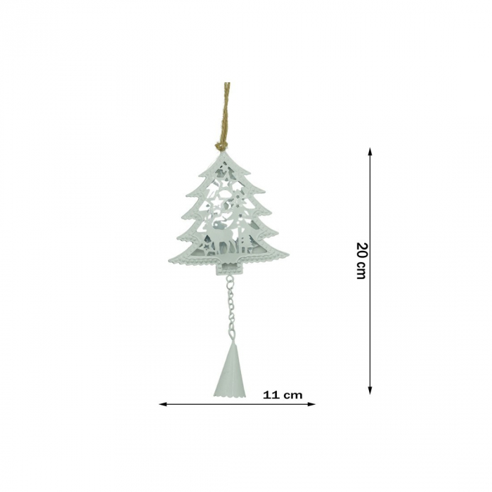 Ornament de brad pom de craciun, Flippy, alb, metal, 20 cm [6]