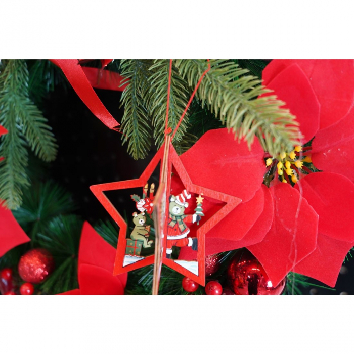 Ornament de brad stea, Flippy, multicolor, lemn, 10.5x9.5 cm [4]