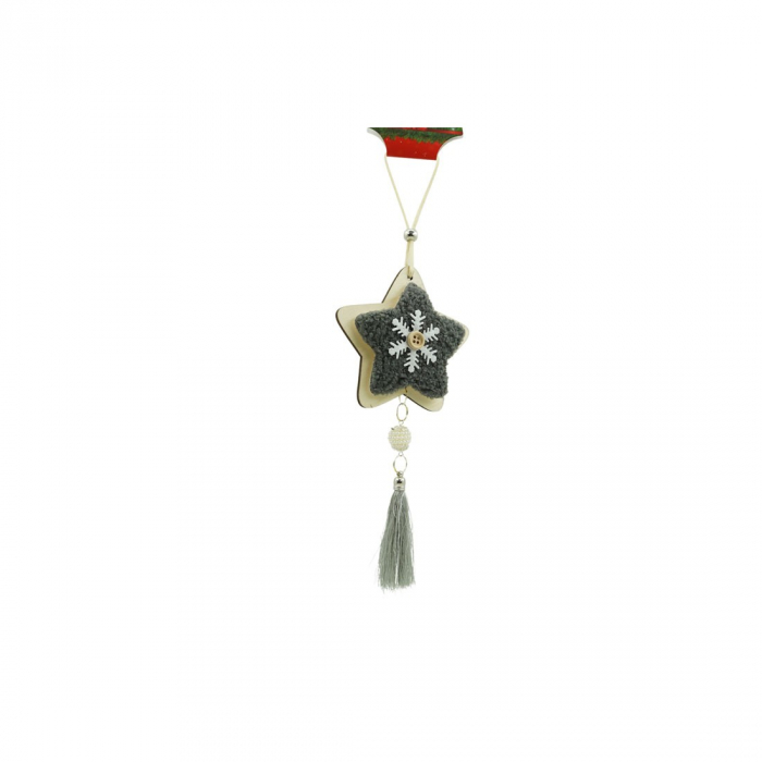 Ornament de brad stea, Flippy, negru, lemn/textil, 25 cm [2]