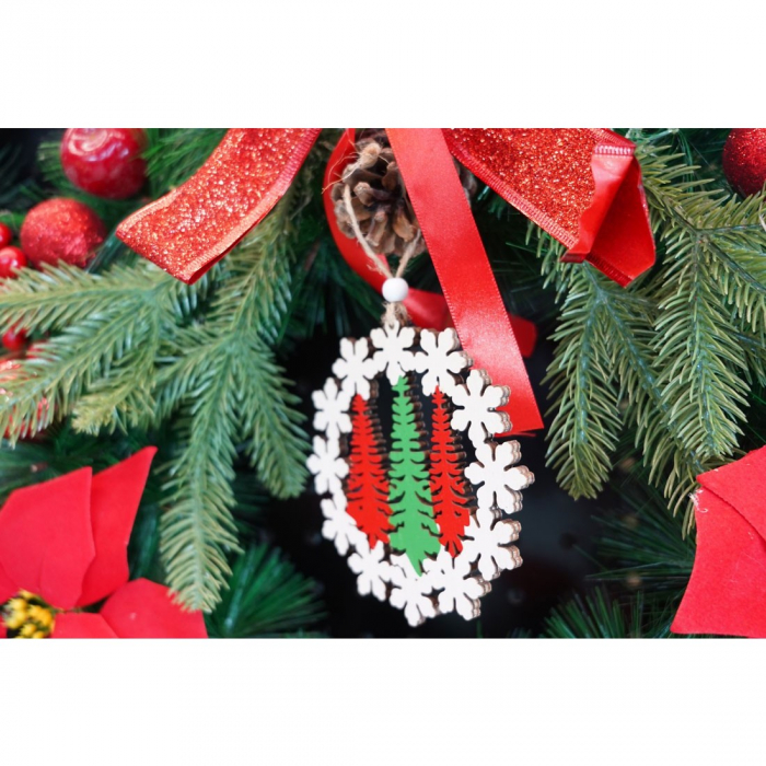 Ornament de brad trei brazi, Flippy, multicolor, lemn, 12 cm [4]