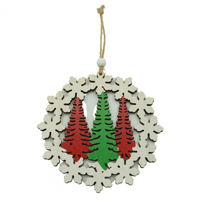 Ornament de brad trei brazi, Flippy, multicolor, lemn, 12 cm [2]