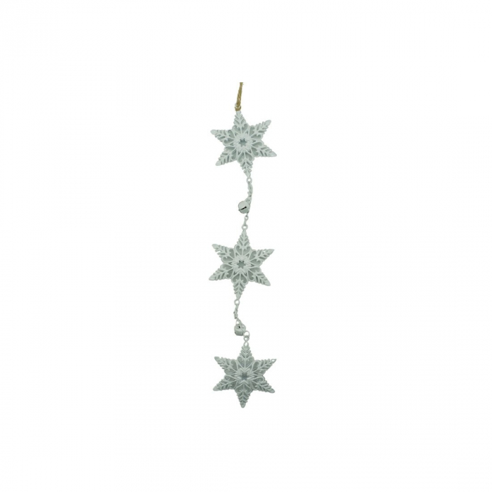 Ornament de brad trei fulgi de nea, Flippy, alb, metal, 30 cm [2]