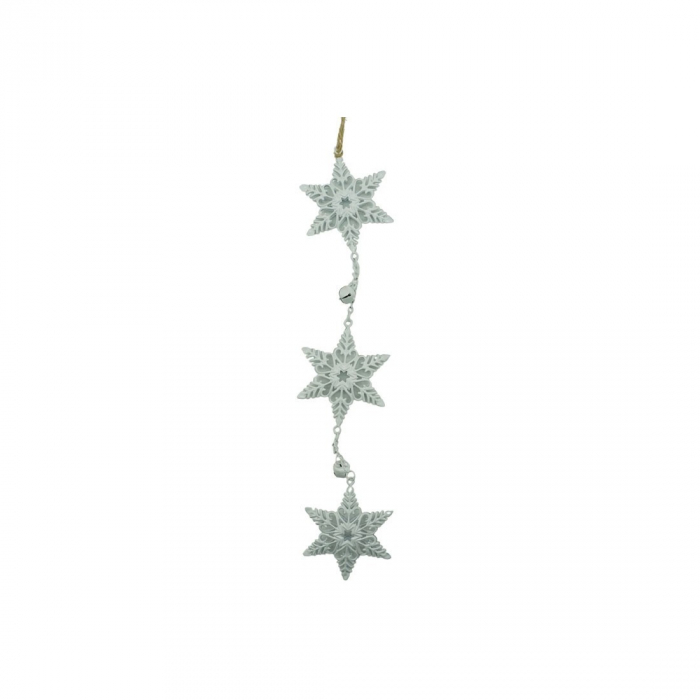 Ornament de brad trei fulgi de nea, Flippy, alb, metal, 30 cm [1]
