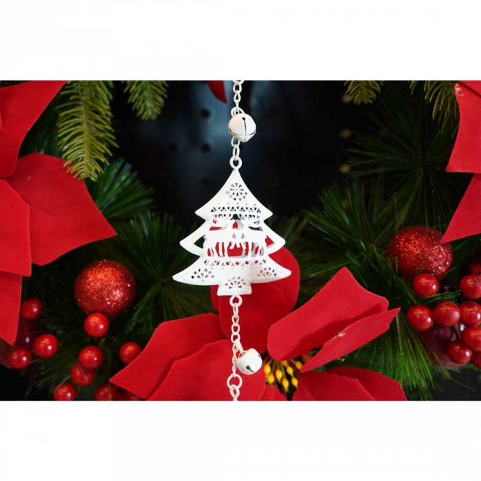 Ornament de brad trei pomi de craciun, Flippy, alb, metal, 30 cm [4]