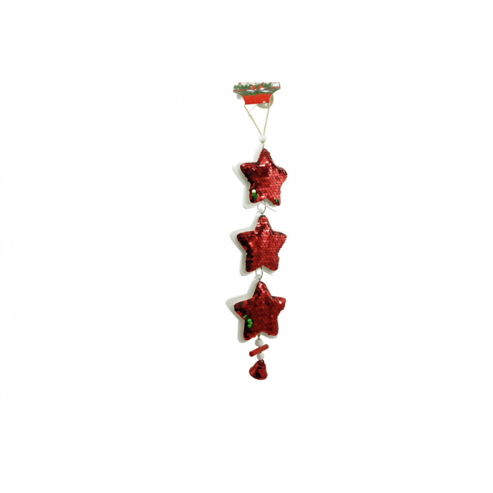 Ornament de brad trei stele cu paiete, Flippy, rosu, lemn, 36 cm [6]