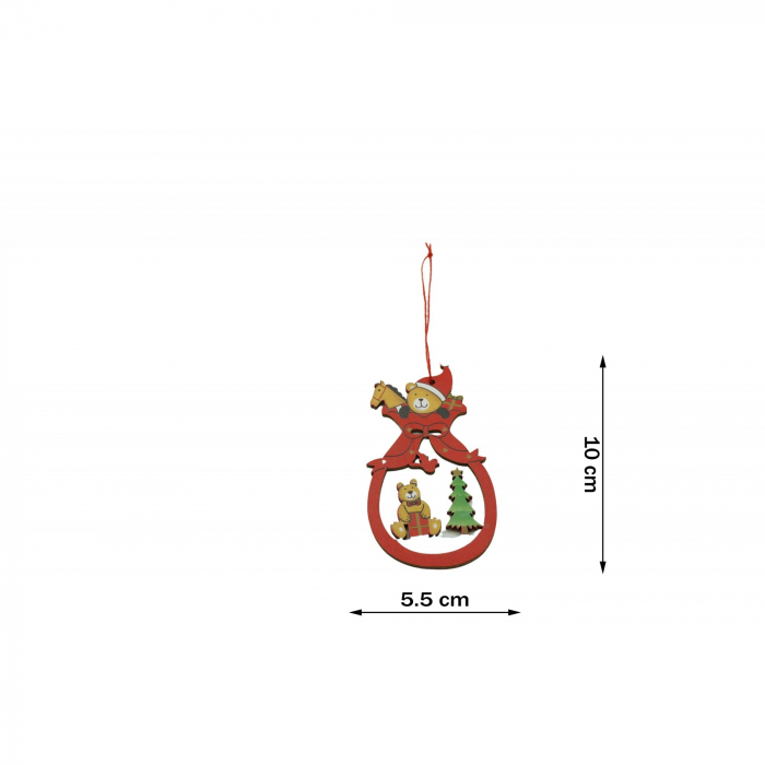 Ornament de brad ursuleti, Flippy, multicolor, lemn, 10 cm [6]