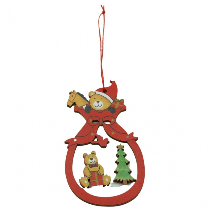 Ornament de brad ursuleti, Flippy, multicolor, lemn, 10 cm [1]