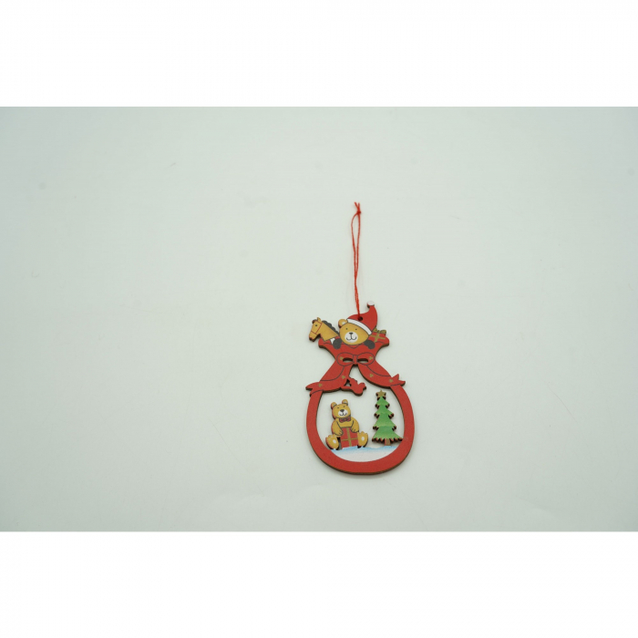 Ornament de brad ursuleti, Flippy, multicolor, lemn, 10 cm [5]