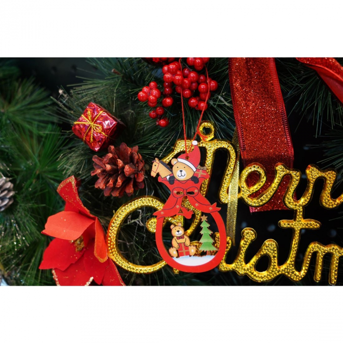 Ornament de brad ursuleti, Flippy, multicolor, lemn, 10 cm [4]
