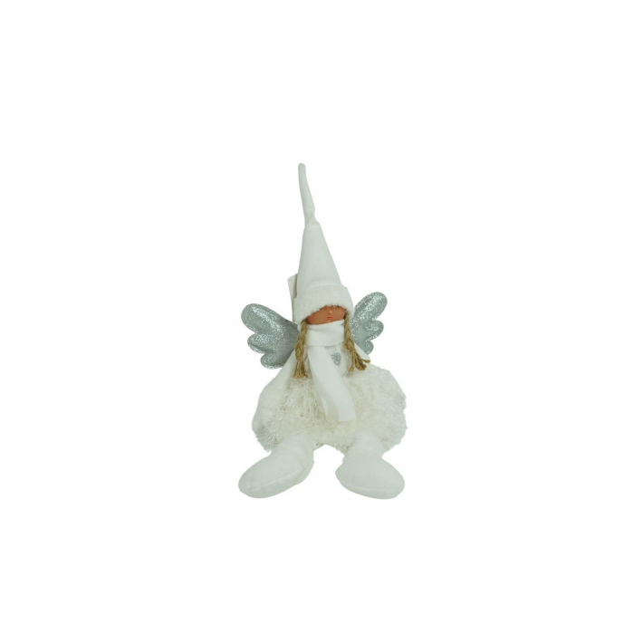 Ornament de Craciun ingeras, Flippy, alb/gri, textil, 51 cm [2]
