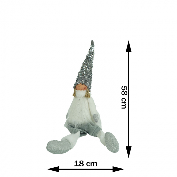 Ornament de Craciun ingeras, Flippy, alb/gri, textil, 58 cm [11]