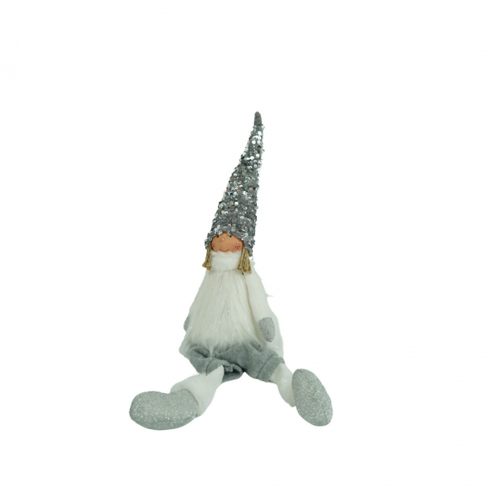 Ornament de Craciun ingeras, Flippy, alb/gri, textil, 58 cm [2]