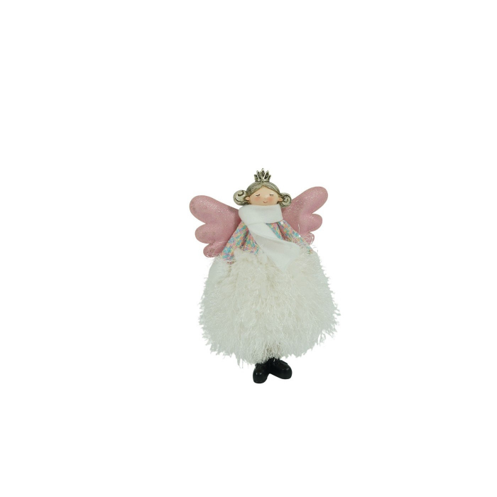 Ornament de Craciun ingeras, Flippy, alb, textil, 26 cm [2]