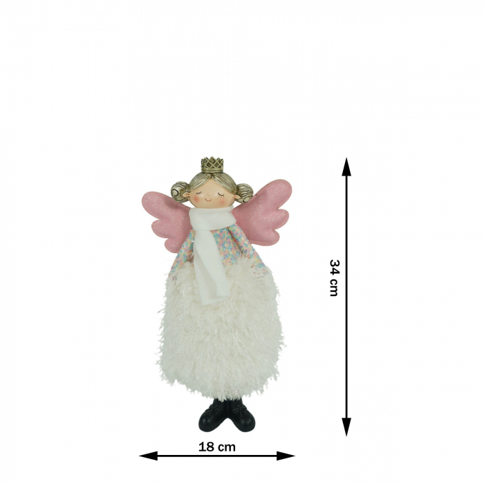 Ornament de Craciun ingeras, Flippy, alb, textil, 34 cm [14]