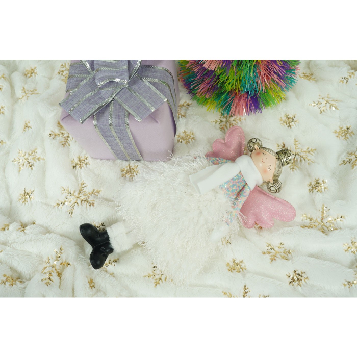 Ornament de Craciun ingeras, Flippy, alb, textil, 34 cm [8]