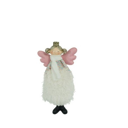 Ornament de Craciun ingeras, Flippy, alb, textil, 37 cm [3]