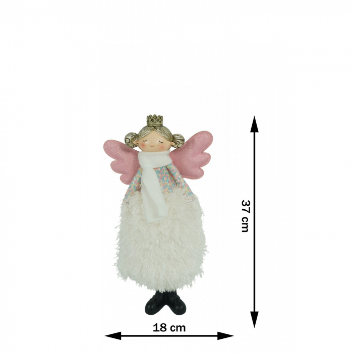Ornament de Craciun ingeras, Flippy, alb, textil, 37 cm [16]