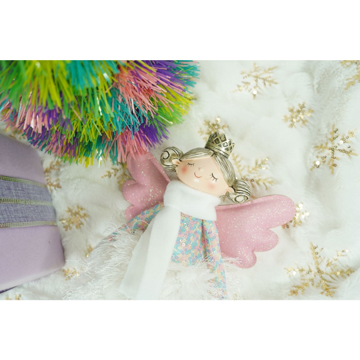 Ornament de Craciun ingeras, Flippy, alb, textil, 37 cm [6]