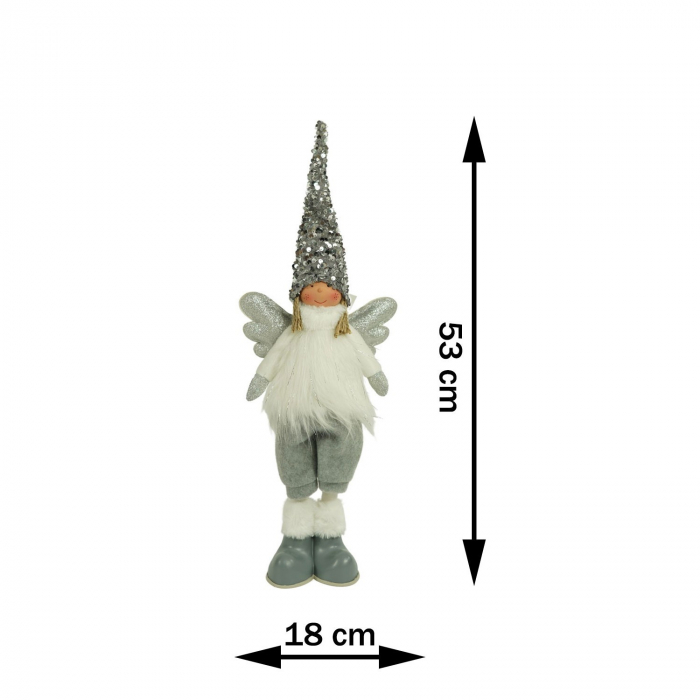 Ornament de Craciun ingeras model 2, Flippy, alb/gri, textil, 53 cm [9]