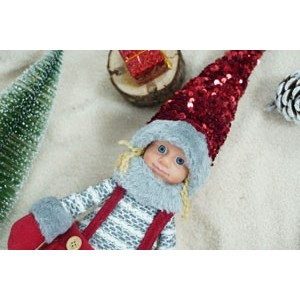 Ornament de Craciun papusa, Flippy, rosu/gri, textil, 58 cm [12]