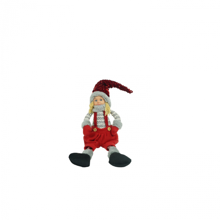 Ornament de Craciun papusa, Flippy, rosu/gri, textil, 62 cm [1]