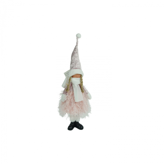Ornament de Craciun papusa, Flippy, roz/alb, textil, 44 cm [1]