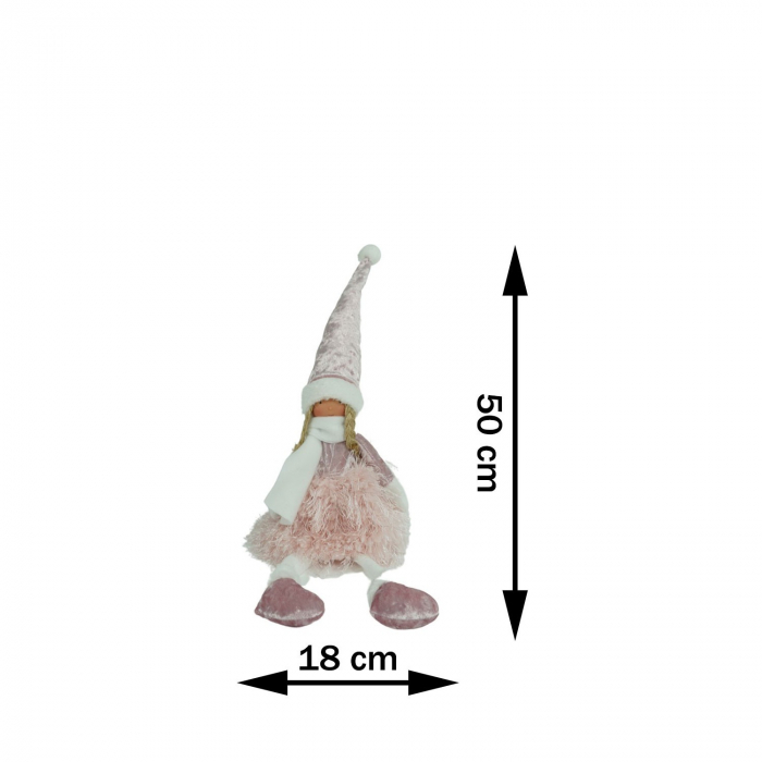 Ornament de Craciun papusa, Flippy, roz/alb, textil, 50 cm [11]