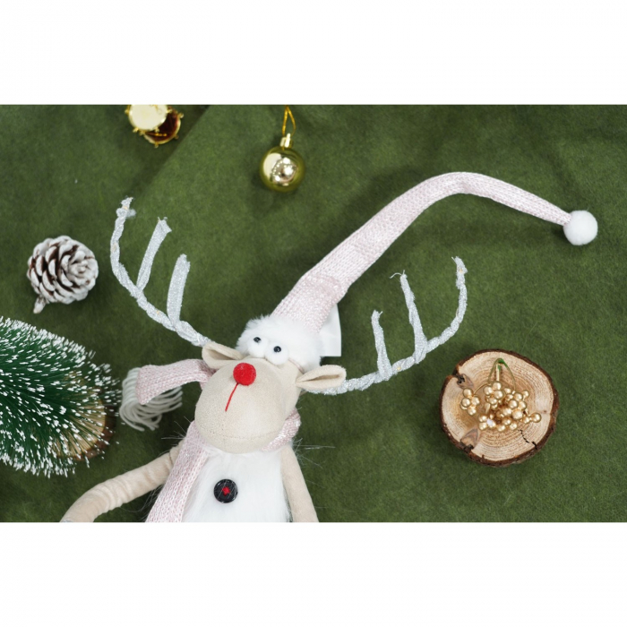 Ornament de Craciun ren cu picioare telescopice, Flippy, gri/alb, textil, 100 cm [6]