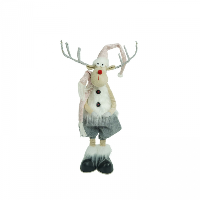 Ornament de Craciun ren cu picioare telescopice, Flippy, gri/alb, textil, 100 cm [3]