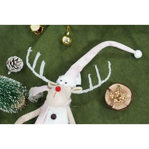 Ornament de Craciun ren cu picioare telescopice, Flippy, gri/alb, textil, 100 cm [7]
