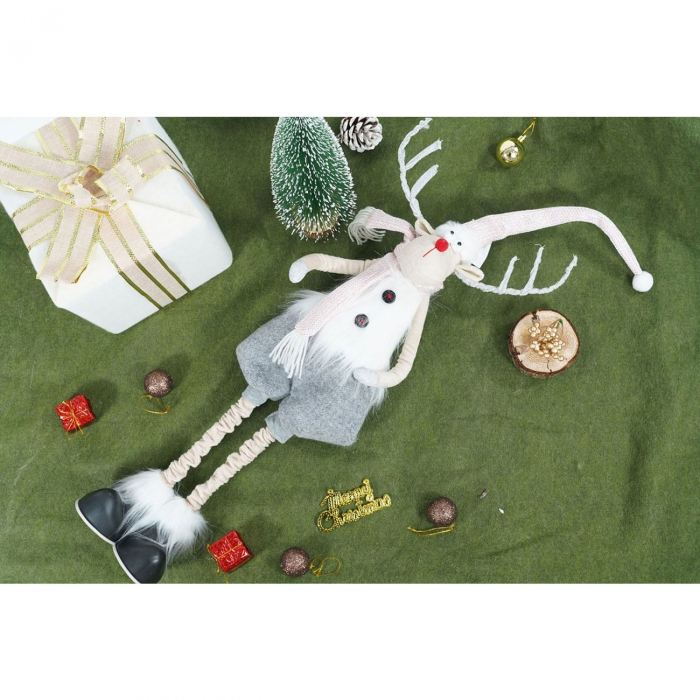 Ornament de Craciun ren cu picioare telescopice, Flippy, gri/alb, textil, 100 cm [4]