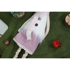 Ornament de Craciun ren cu picioare telescopice, Flippy, roz/alb, textil, 72 cm [8]