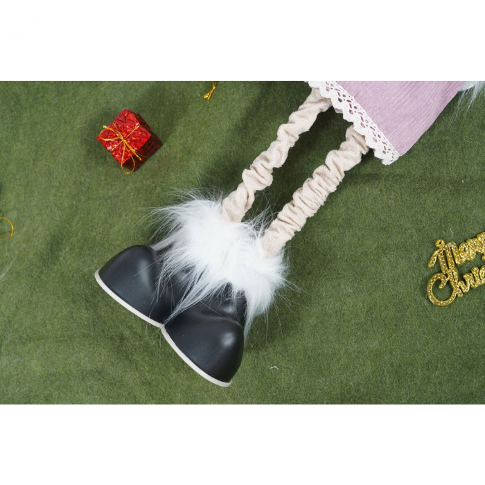Ornament de Craciun ren cu picioare telescopice, Flippy, roz/alb, textil, 72 cm [9]