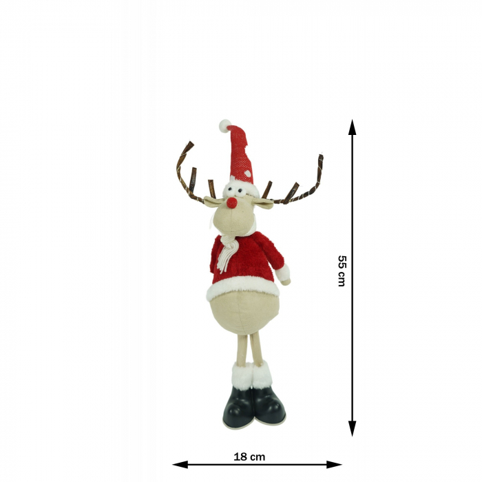Ornament de Craciun ren, Flippy, rosu/alb, textil, 55 cm [12]