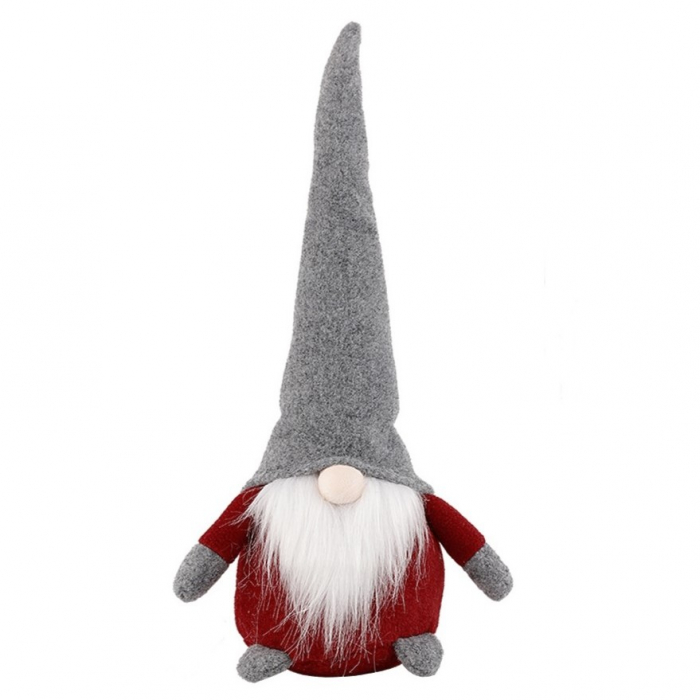 Ornament de Craciun Spiridus, Caciula Gri, Flippy, Material Textil, 40 cm, Rosu [1]