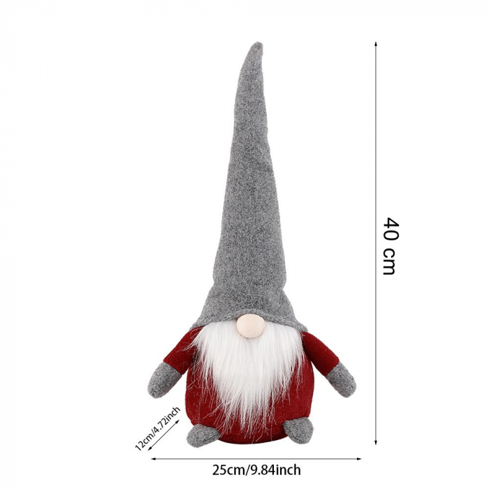Ornament de Craciun Spiridus, Caciula Gri, Flippy, Material Textil, 40 cm, Rosu [3]