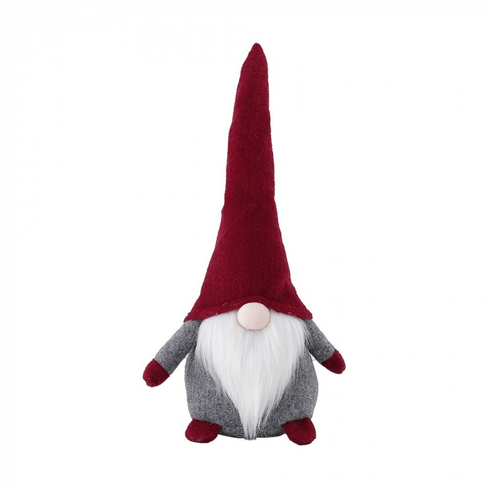 Ornament de Craciun Spiridus, Caciula Rosie, Flippy, Material Textil, 40 cm, Gri [1]