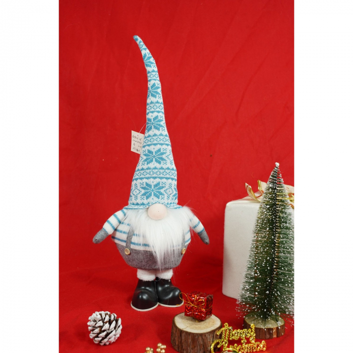 Ornament de Craciun spiridus, Flippy, alb/albastru, textil, 59 cm [3]