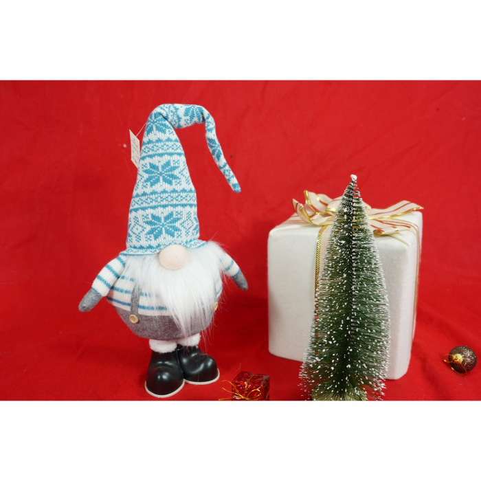 Ornament de Craciun spiridus, Flippy, alb/albastru, textil, 59 cm [5]