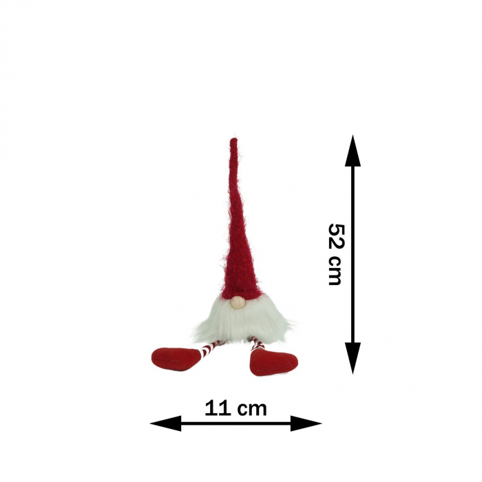 Ornament de Craciun spiridus, Flippy, alb/rosu, textil, 52 cm [11]