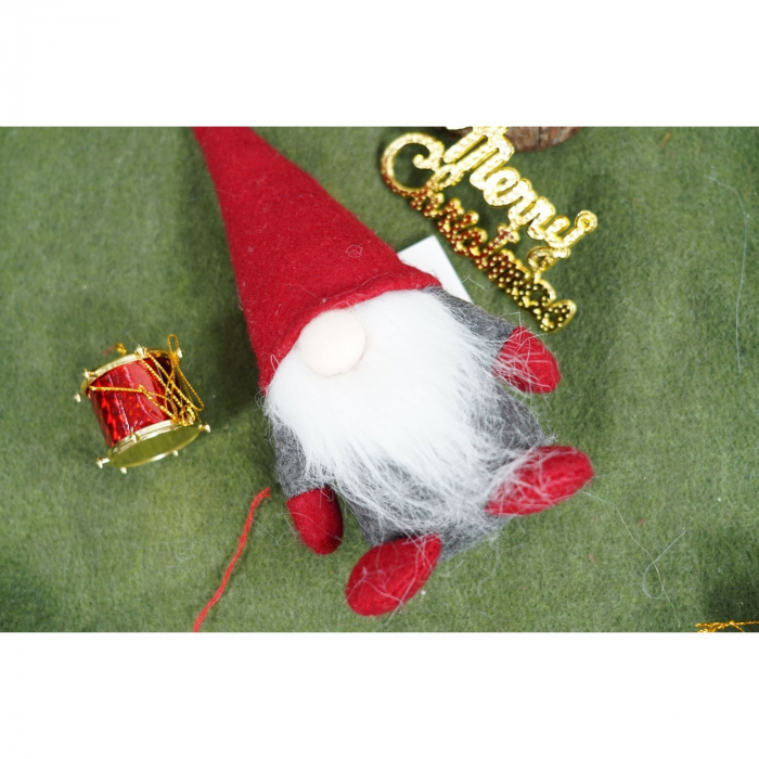 Ornament de Craciun spiridus, Flippy, gri/rosu, textil, 12 cm [4]