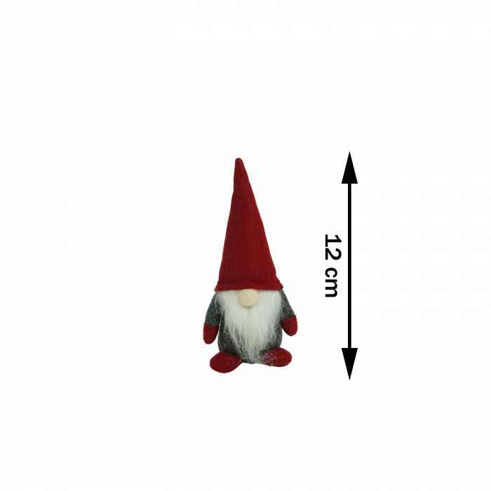 Ornament de Craciun spiridus, Flippy, gri/rosu, textil, 12 cm [3]